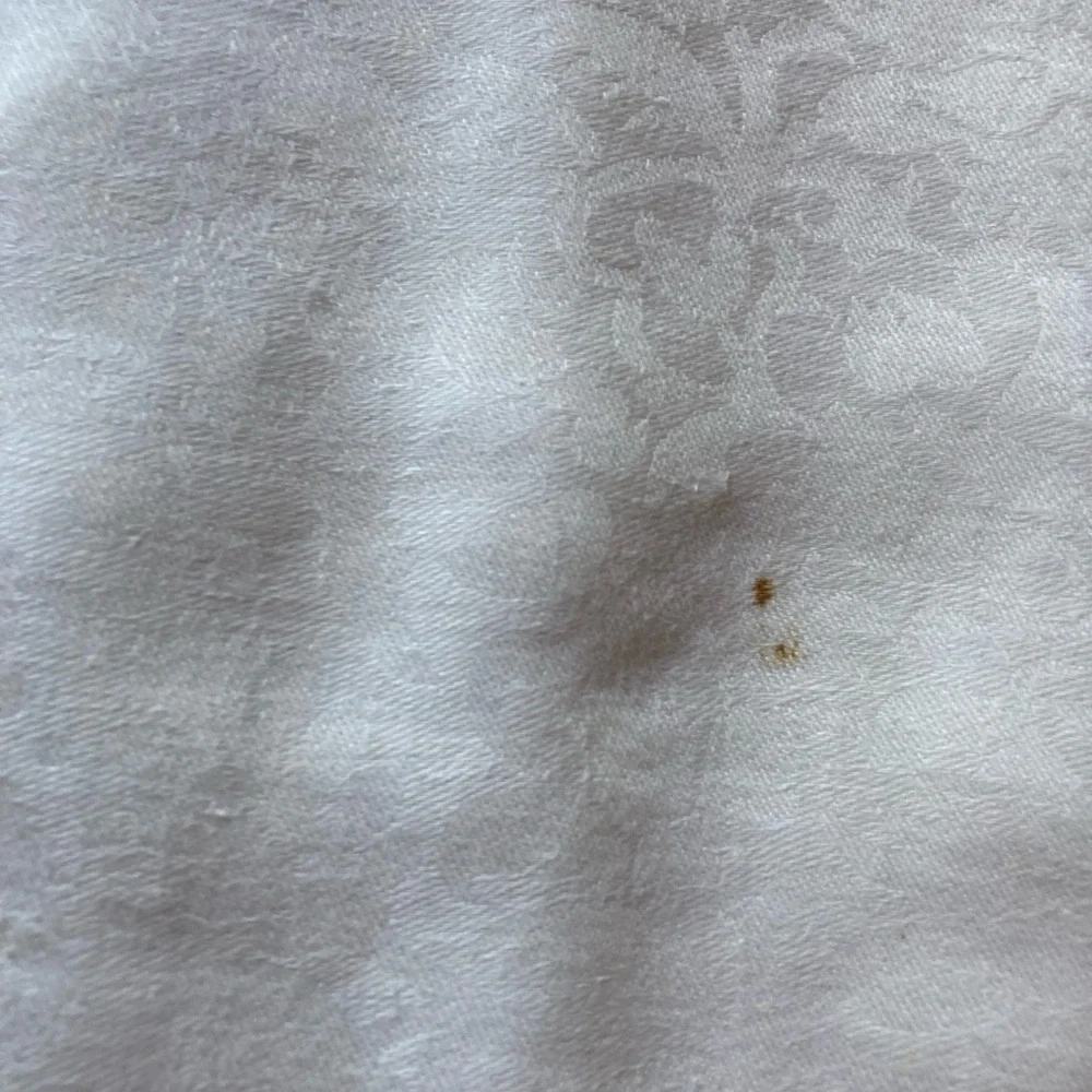 Vintage Paperwhite Linen queen duvet cover button closure hem stitch at flange